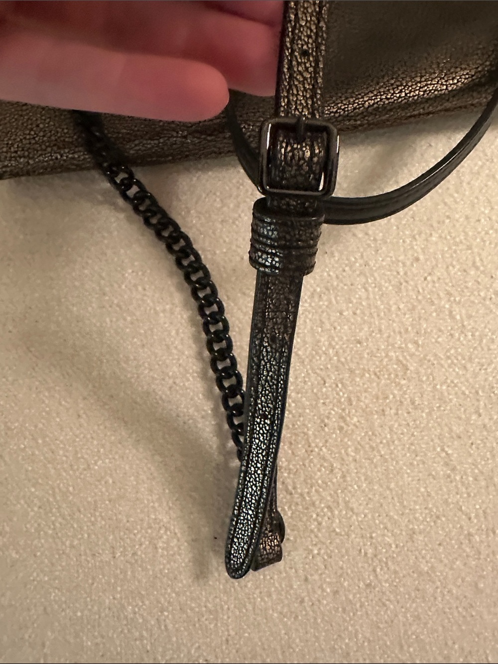 Coach Metallic Pewter Leather Wristlet Crossbody Bag - Picture 7 of 9